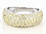 Pre-Owned Yellow Cubic Zirconia Rhodium Over Silver Ring