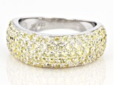 Pre-Owned Yellow Cubic Zirconia Rhodium Over Silver Ring
