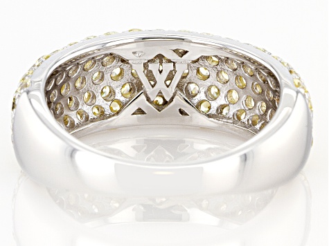 Pre-Owned Yellow Cubic Zirconia Rhodium Over Silver Ring