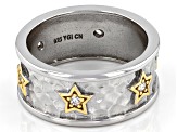 Pre-Owned White Cubic Zirconia Rhodium And 14k Yellow Gold Over Sterling Silver Sterling Silver Star
