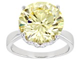 Pre-Owned Yellow And White Cubic Zirconia Rhodium Over Sterling Silver Ring 15.10ctw
