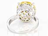 Pre-Owned Yellow And White Cubic Zirconia Rhodium Over Sterling Silver Ring 15.10ctw