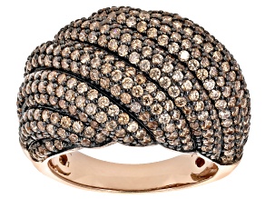 Pre-Owned Brown Cubic Zirconia 18K Rose Gold And Black Rhodium Plating Over Sterling Silver Ring 5.6