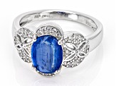 Pre-Owned Blue Kyanite Rhodium Over Sterling Silver Ring. 2.21ctw