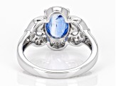 Pre-Owned Blue Kyanite Rhodium Over Sterling Silver Ring. 2.21ctw