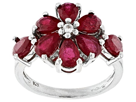 Pre-Owned Mahaleo® Ruby Rhodium Over Sterling Silver Ring. 3.70ctw