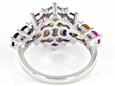 Pre-Owned Multi-Sapphire Lab Created Rhodium Over Sterling Silver Ring 2.63ctw