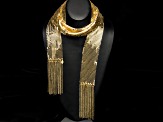 Pre-Owned Gold Tone Mesh Shawl Necklace