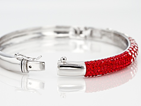 Pre-Owned Preciosa Crystal Red And White Bangle Bracelet