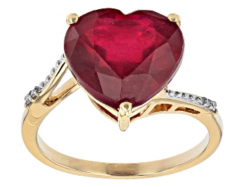 Picture of Pre-Owned Red Mahaleo® Ruby 10k Yellow Gold Ring 8.82ctw