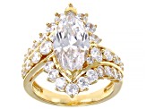 Pre-Owned White Cubic Zirconia 18k Yellow Gold Over Sterling Silver Ring 7.18ctw (3.93ctw DEW)