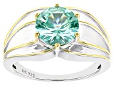 Pre-Owned Green Lab Created Spinel Rhodium & 18k Gold Over Silver Two-Tone Ring 3.51ct