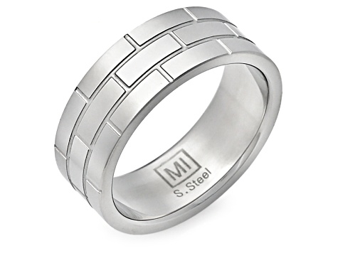 Pre-Owned Sophisticated Steel® Stainless Steel Brick Pattern Band Ring