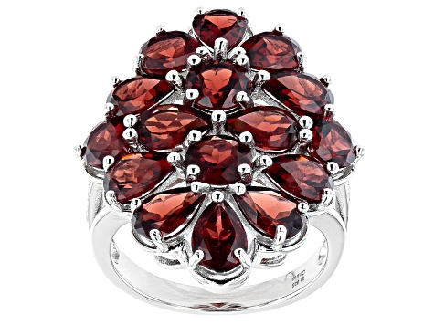 Pre-Owned Red Garnet Rhodium Over Sterling Silver Ring 7.62ctw