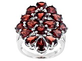 Pre-Owned Red Garnet Rhodium Over Sterling Silver Ring 7.62ctw