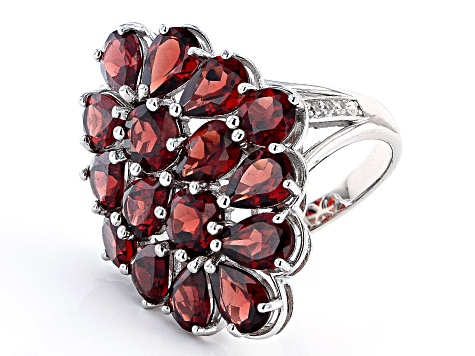 Pre-Owned Red Garnet Rhodium Over Sterling Silver Ring 7.62ctw