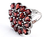 Pre-Owned Red Garnet Rhodium Over Sterling Silver Ring  7.62ctw