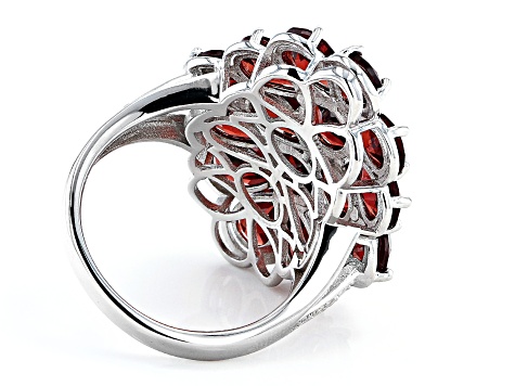 Pre-Owned Red Garnet Rhodium Over Sterling Silver Ring 7.62ctw