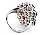 Pre-Owned Red Garnet Rhodium Over Sterling Silver Ring 7.62ctw