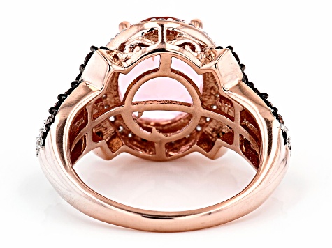 Pre-Owned Pink Morganite Simulant And Mocha And White Cubic Zirconia 18k Rose Gold Over Sterling Sil