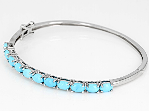 Pre-Owned Blue Sleeping Beauty Turquoise Rhodium Over Sterling Silver ...