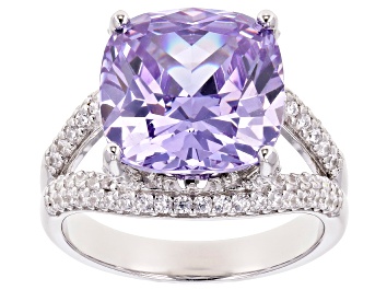 Picture of Pre-Owned Purple and White Cubic Zirconia Rhodium Over Sterling Silver Ring 14.99ctw