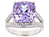 Pre-Owned Purple and White Cubic Zirconia Rhodium Over Sterling Silver Ring 14.99ctw