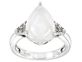 Pre-Owned Multicolor Rainbow Moonstone Rhodium Over Sterling Silver Ring 0.10ctw