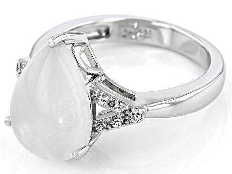 Pre-Owned Multicolor Rainbow Moonstone Rhodium Over Sterling Silver Ring 0.10ctw