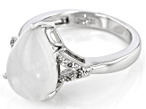 Pre-Owned Multicolor Rainbow Moonstone Rhodium Over Sterling Silver Ring 0.10ctw