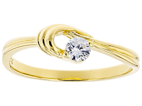 Pre-Owned White Cubic Zirconia 18K Yellow Gold Over Sterling Silver Promise Ring 0.31ctw