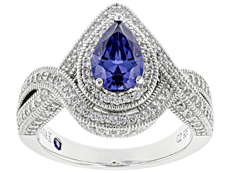 Pre-Owned Blue and White Cubic Zirconia Platineve ® Ring