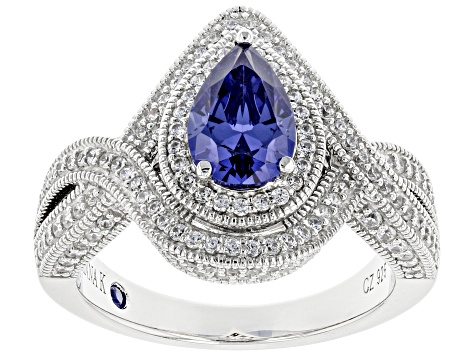 Pre-Owned Blue and White Cubic Zirconia Platineve ® Ring