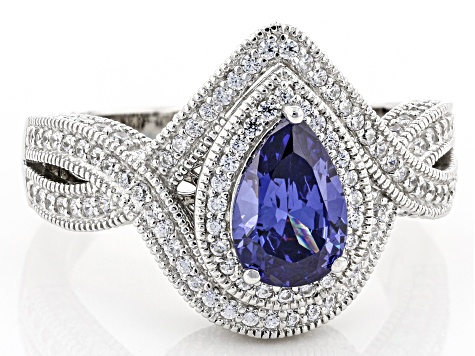Pre-Owned Blue and White Cubic Zirconia Platineve ® Ring