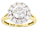 Pre-Owned Moissanite 14k Yellow Gold Ring 2.62ctw DEW.