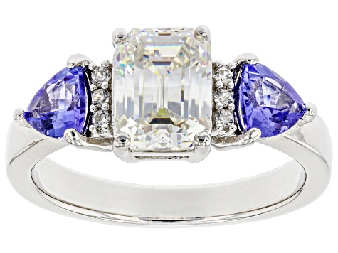 Pre-Owned Fabulite Strontium Titanate with tanzanite and zircon rhodium over sterling silver ring 2.