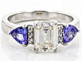 Pre-Owned Strontium Titanate with tanzanite and zircon rhodium over sterling silver ring 2.