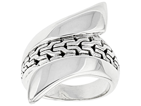 Pre-Owned Sterling Silver "He Breaks The Chains" Bypass Ring