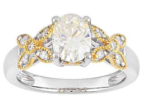 Pre-Owned Moissanite Ring Platineve Two Tone 1.62ctw DEW.