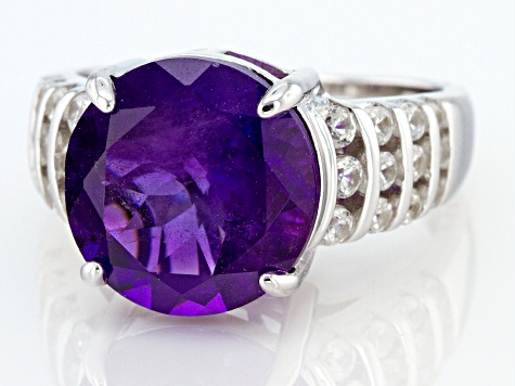 Pre-Owned Purple Amethyst Rhodium Over Sterling Silver Ring 5.97ctw