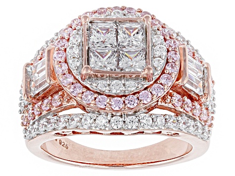 Pre-Owned Cubic Zirconia 18k Rose Gold Over Silver Ring 4.91ctw (2.71ctw DEW)