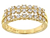 Pre-Owned White Diamond 10K Yellow Gold Multi-Row Band Ring 0.50ctw
