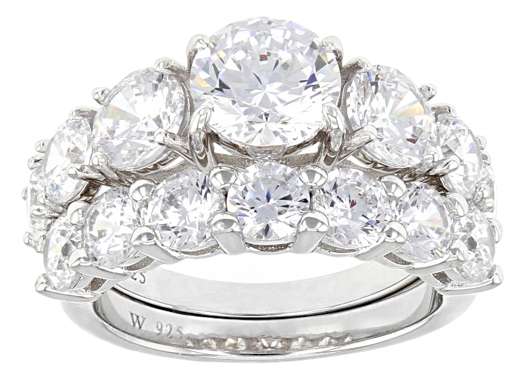 Pre-Owned White Cubic Zirconia Rhodium Over Sterling Silver Pre-Owned White Cubic Zirconia Rhodium Over Sterling Silver
