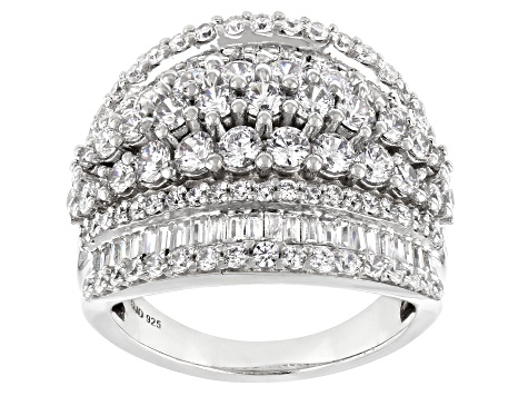 Pre-Owned White Cubic Zirconia Rhodium Over Sterling Silver Ring 5.80ctw