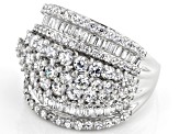 Pre-Owned White Cubic Zirconia Rhodium Over Sterling Silver Ring 5.80ctw