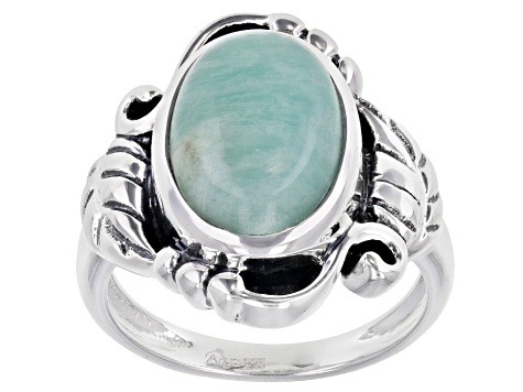 Pre-Owned Oval Amazonite Sterling Silver Ring