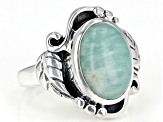 Pre-Owned Oval Amazonite Sterling Silver Ring
