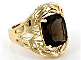 Pre-Owned Brown Smoky Quartz 18K Yellow Gold Over Sterling Silver Ring 4.27