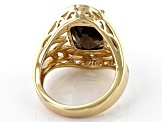 Pre-Owned Brown Smoky Quartz 18K Yellow Gold Over Sterling Silver Ring 4.27