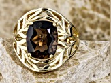 Pre-Owned Brown Smoky Quartz 18K Yellow Gold Over Sterling Silver Ring 4.27